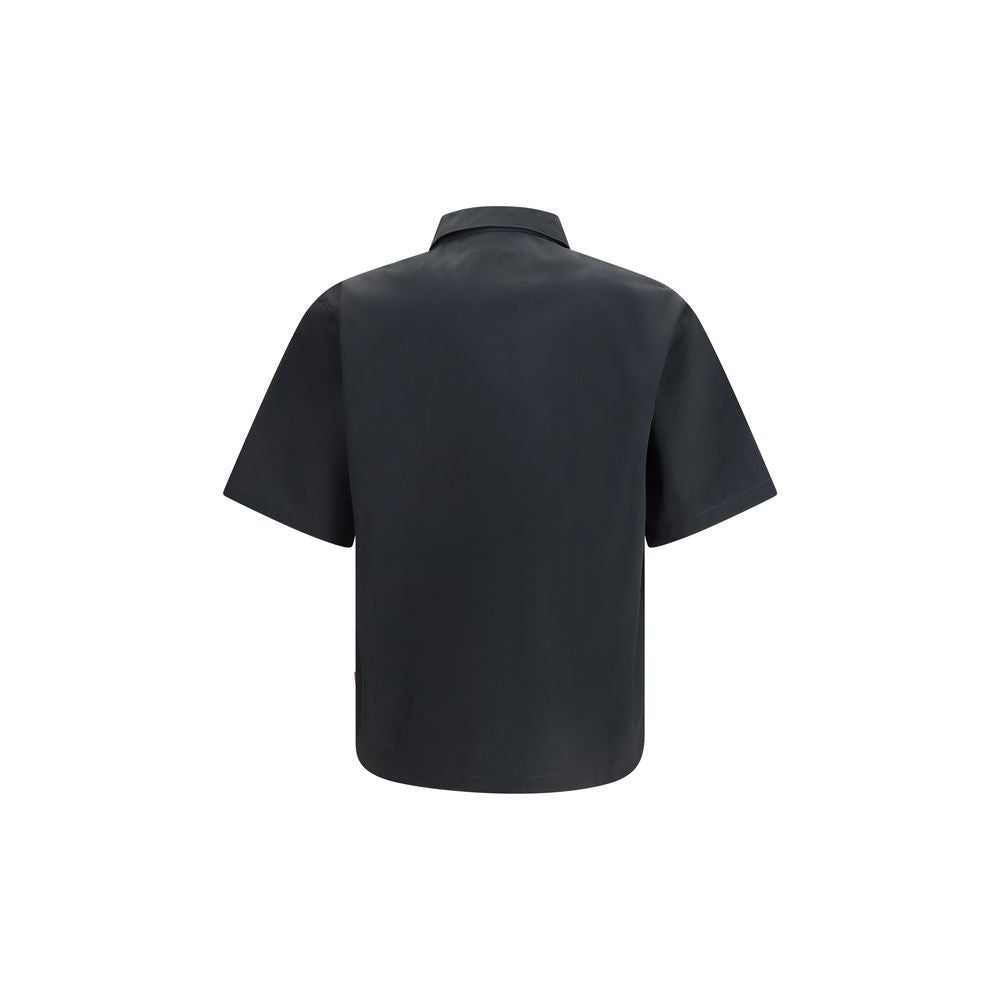Black Cotton Shortsleeve Shirt - ventzia