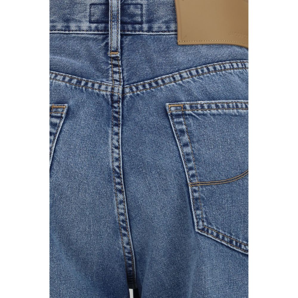Blue Cotton Relaxed Fit Jeans - ventzia