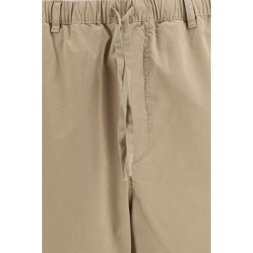 Beige Cotton Casual Pants - ventzia