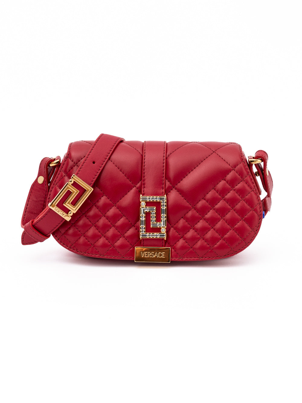 Red Leather Quilted Shoulder Strap Bag - ventzia
