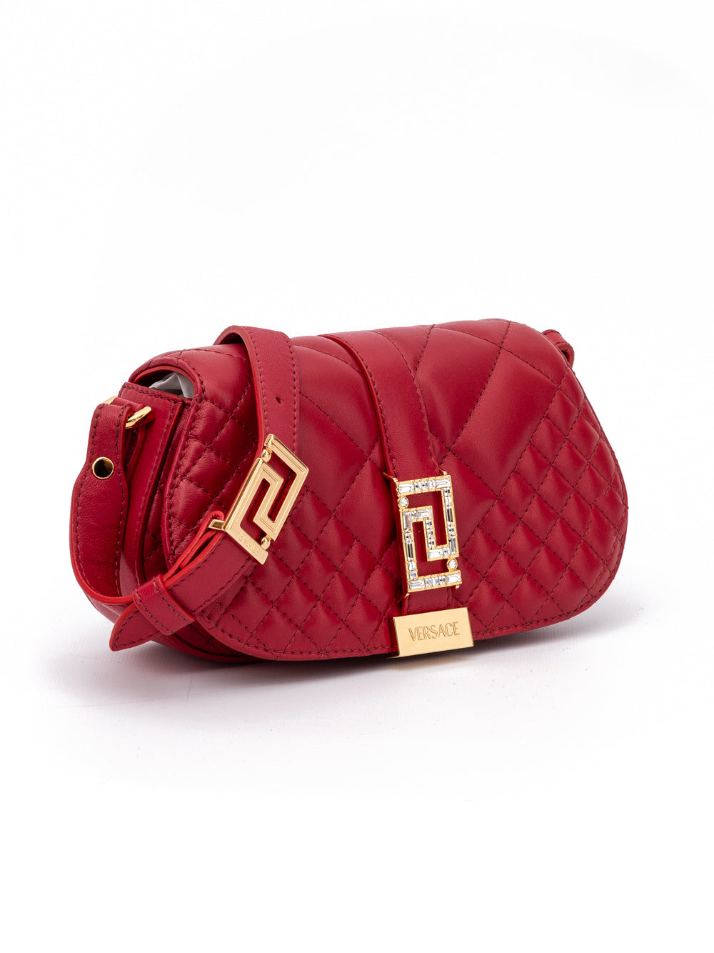 Red Leather Quilted Shoulder Strap Bag - ventzia