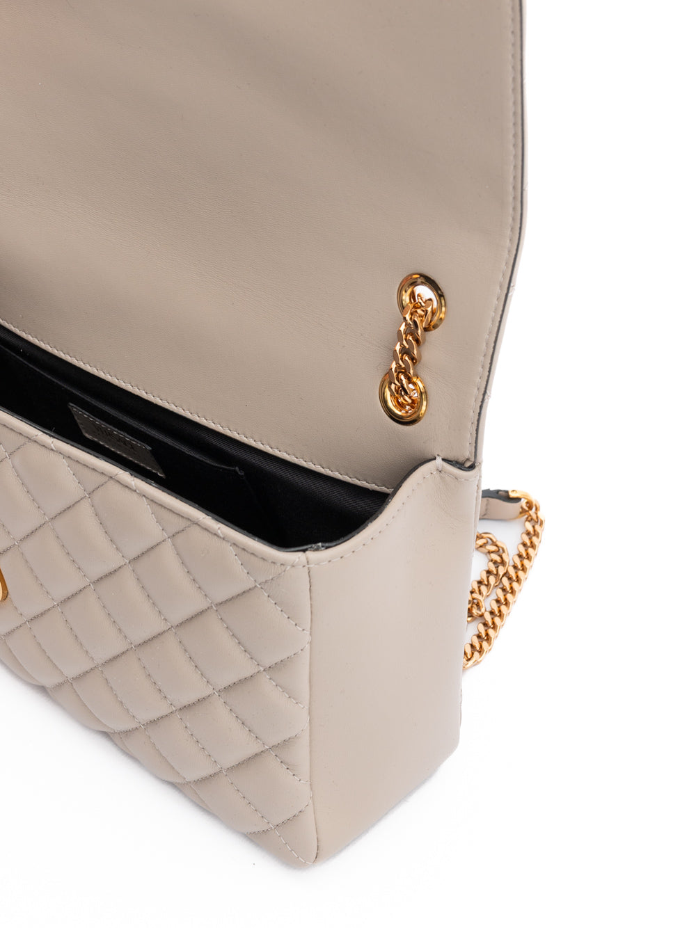 Taupe Quilted Leather Shoulder Strap Bag - ventzia