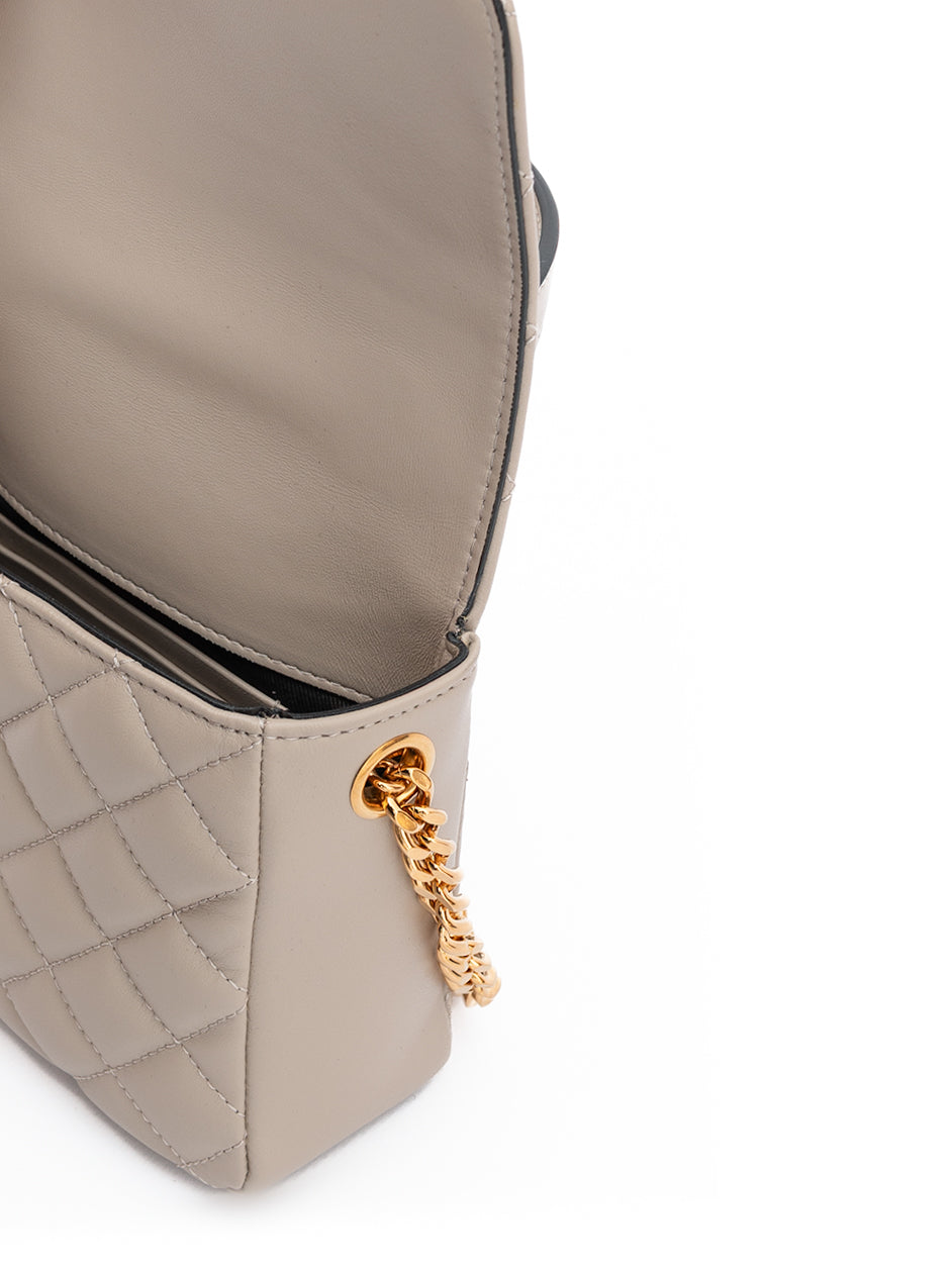 Taupe Quilted Leather Handbag - ventzia