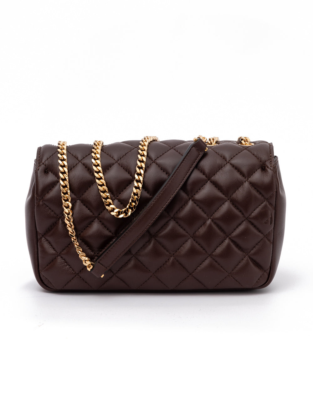 Brown Quilted Leather Shoulder Strap Bag - ventzia