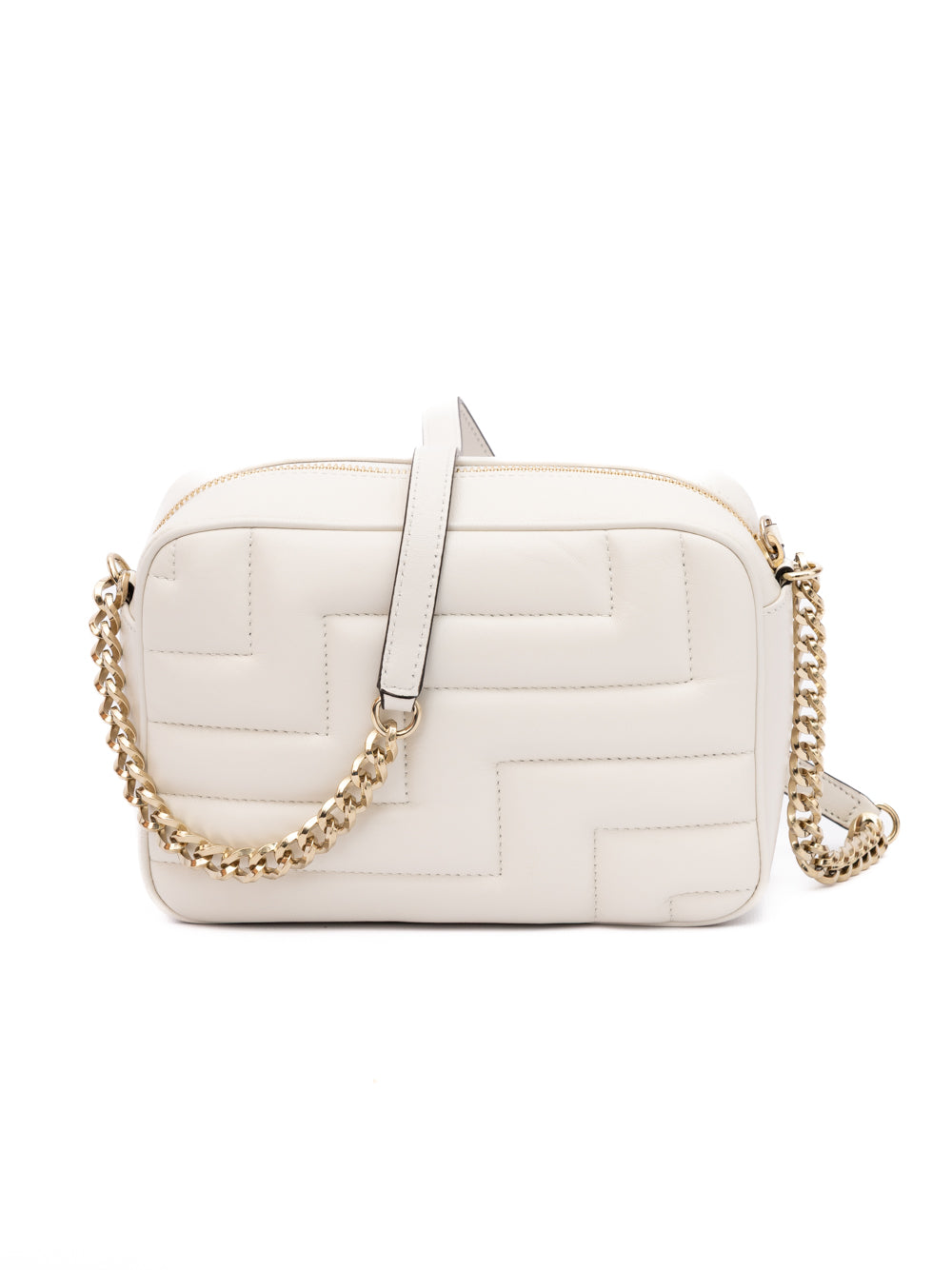 White Leather Avenue Camera Crossbody Bag
