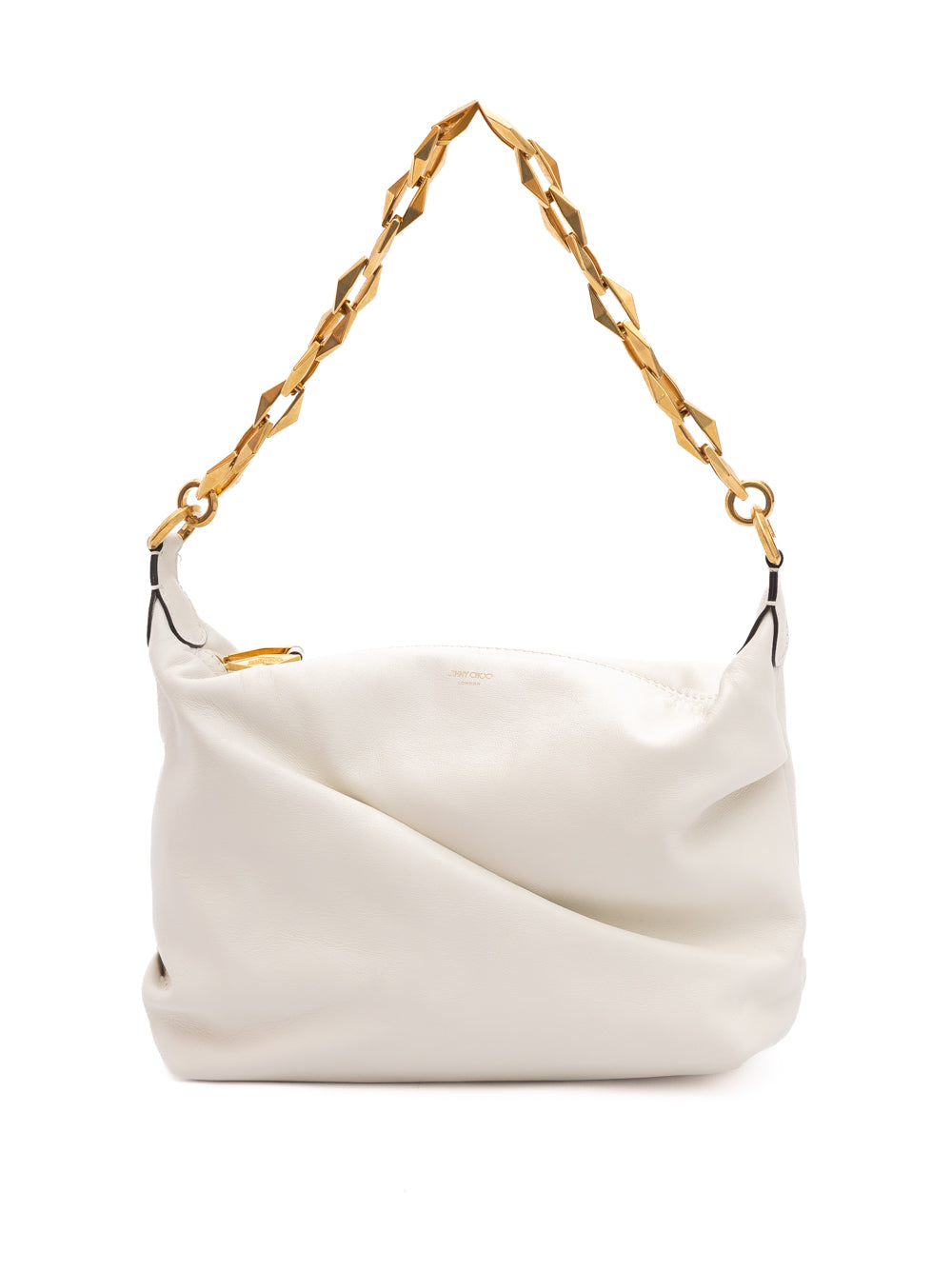 White Diamond Hobo Leather Shoulder Bag - ventzia