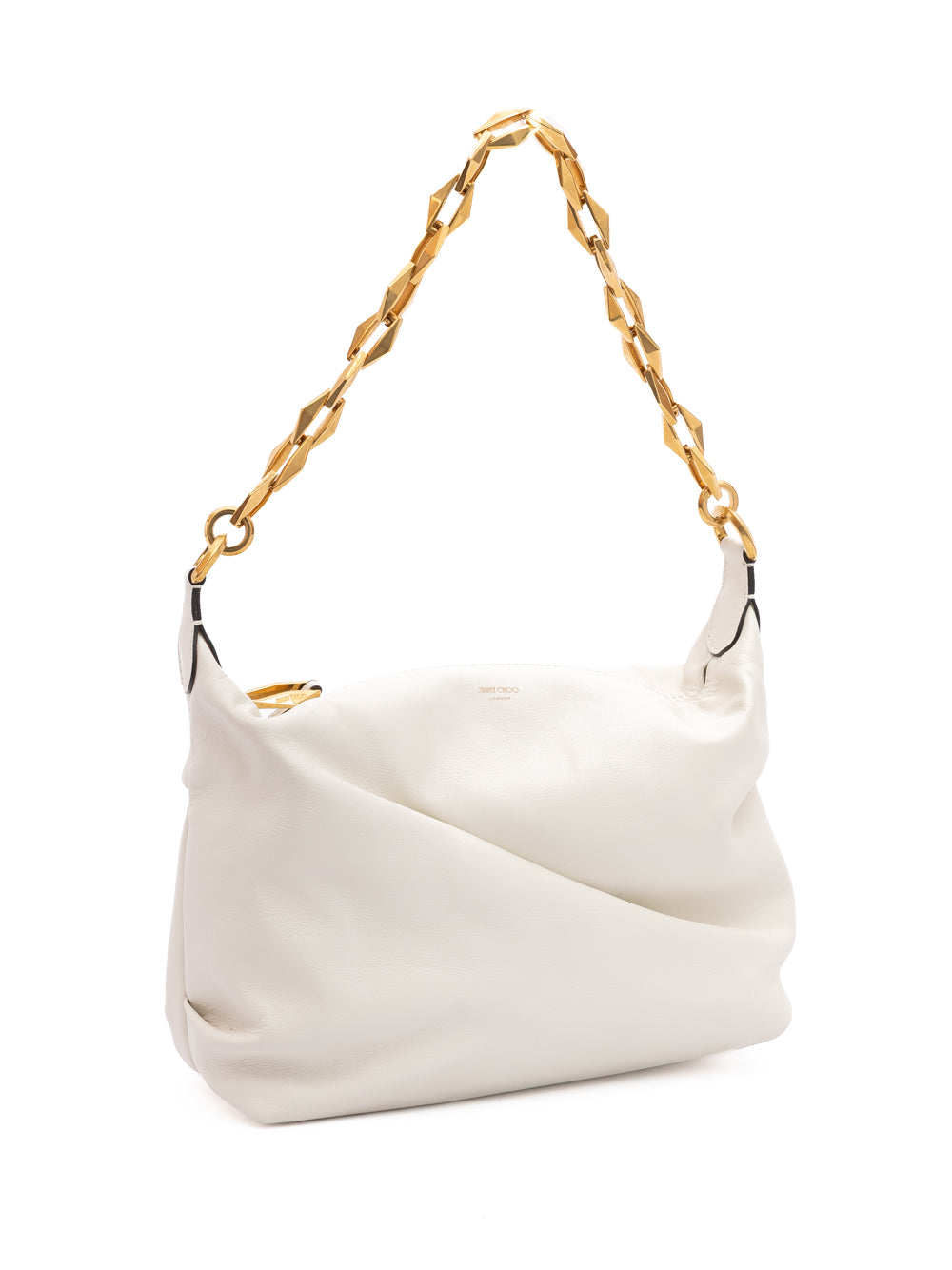 White Diamond Hobo Leather Shoulder Bag - ventzia