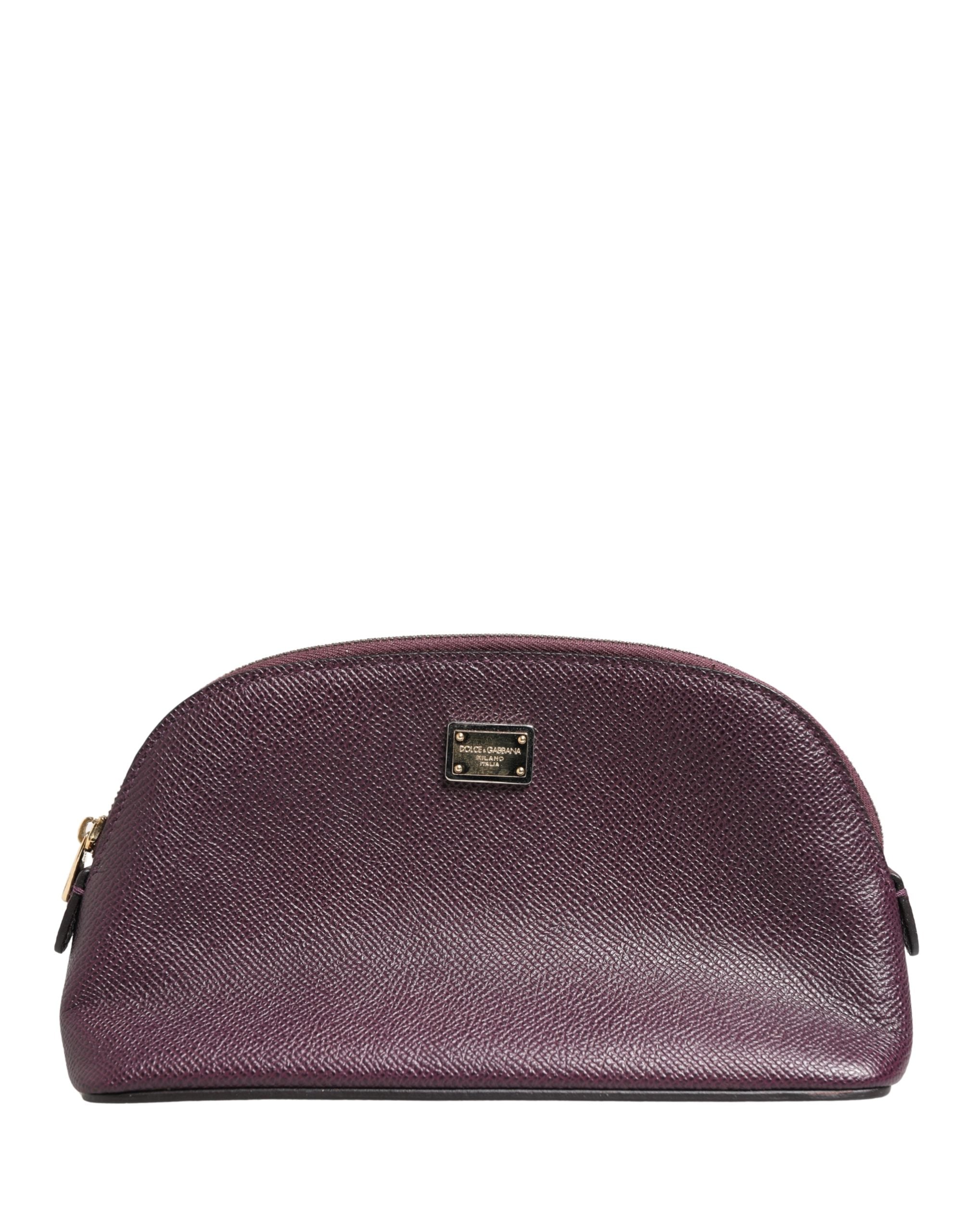 Dark Purple Leather DG Logo Zip Around Hand Purse Wallet - ventzia