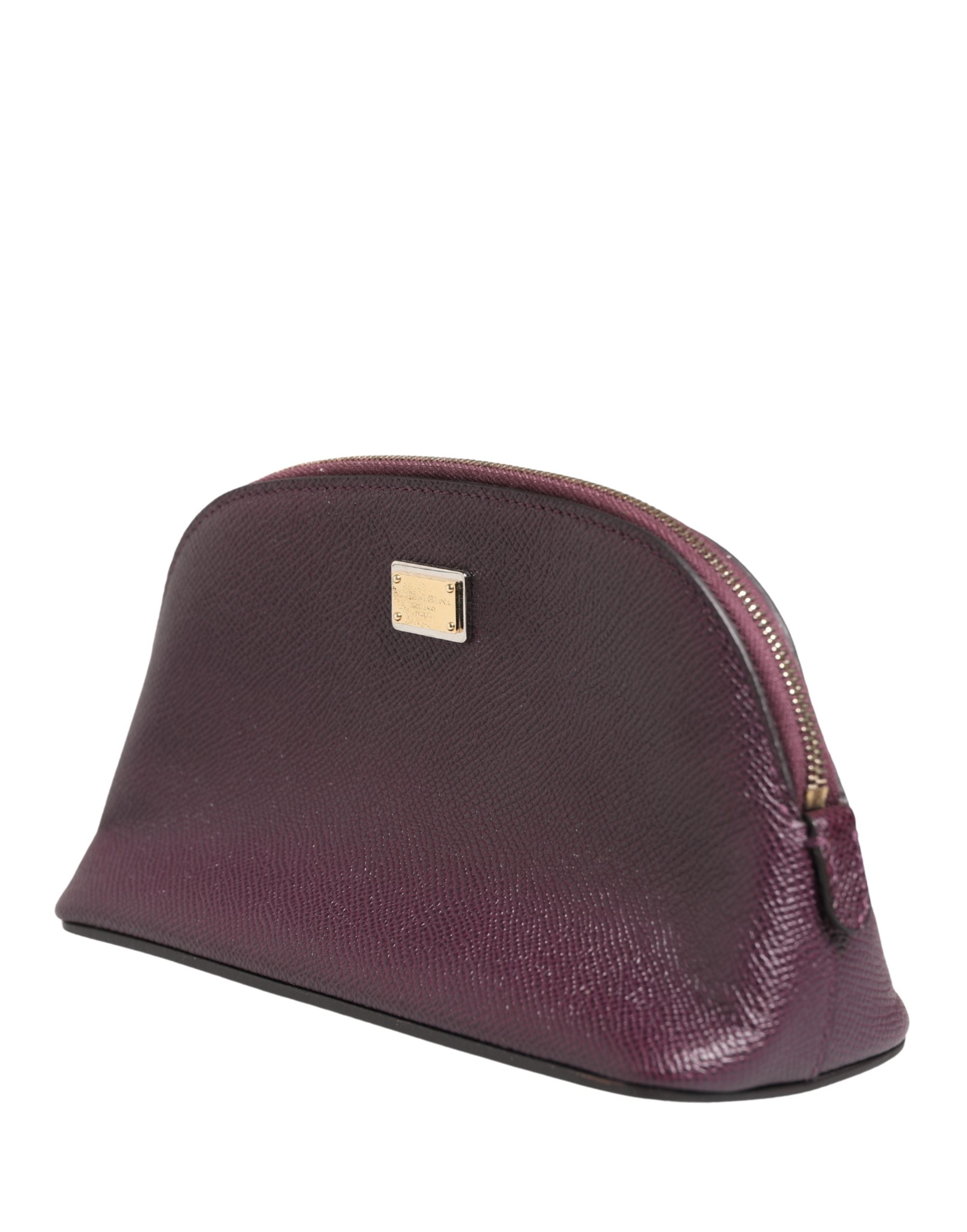 Dark Purple Leather DG Logo Zip Around Hand Purse Wallet - ventzia