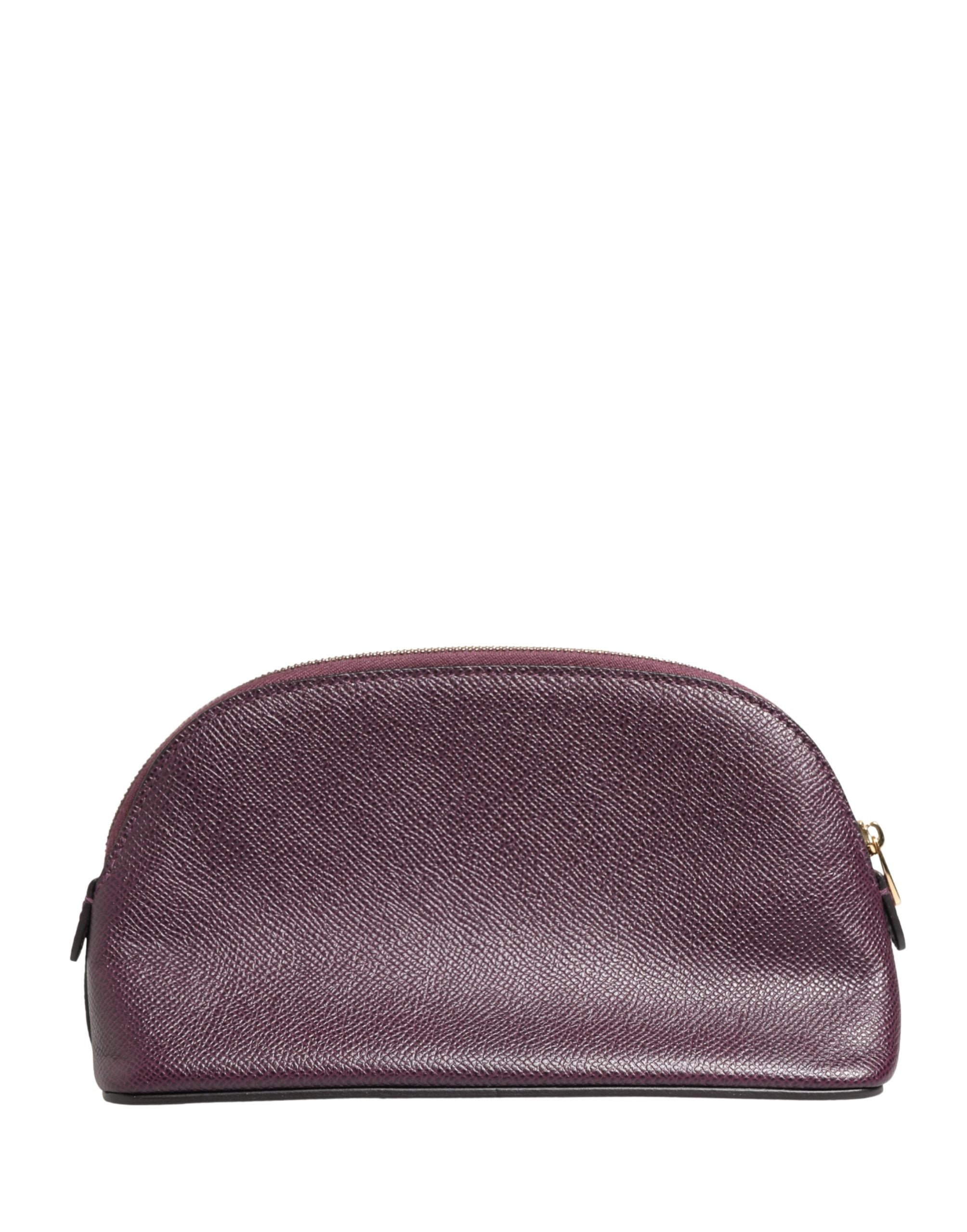Dark Purple Leather DG Logo Zip Around Hand Purse Wallet - ventzia