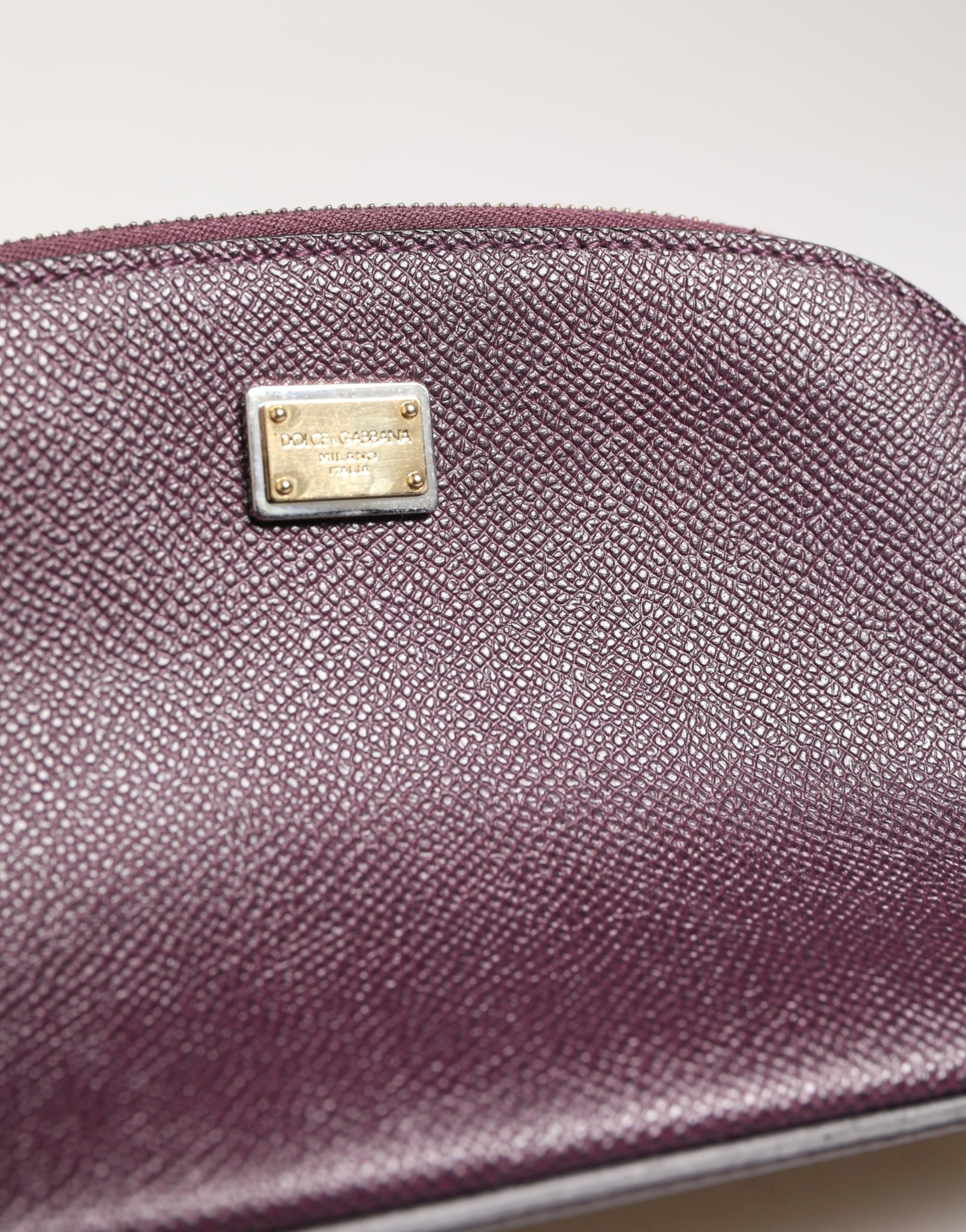 Dark Purple Leather DG Logo Zip Around Hand Purse Wallet - ventzia
