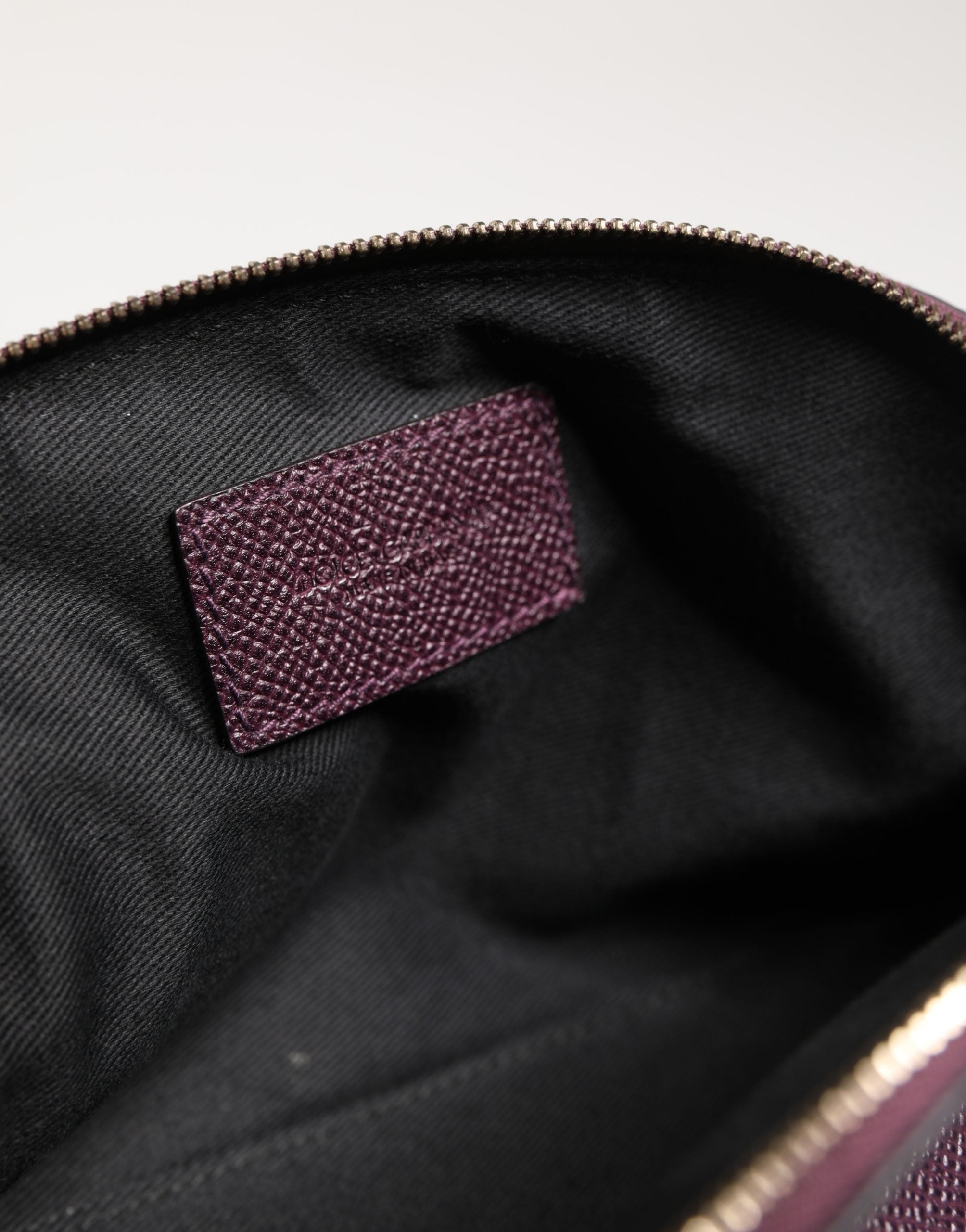 Dark Purple Leather DG Logo Zip Around Hand Purse Wallet - ventzia