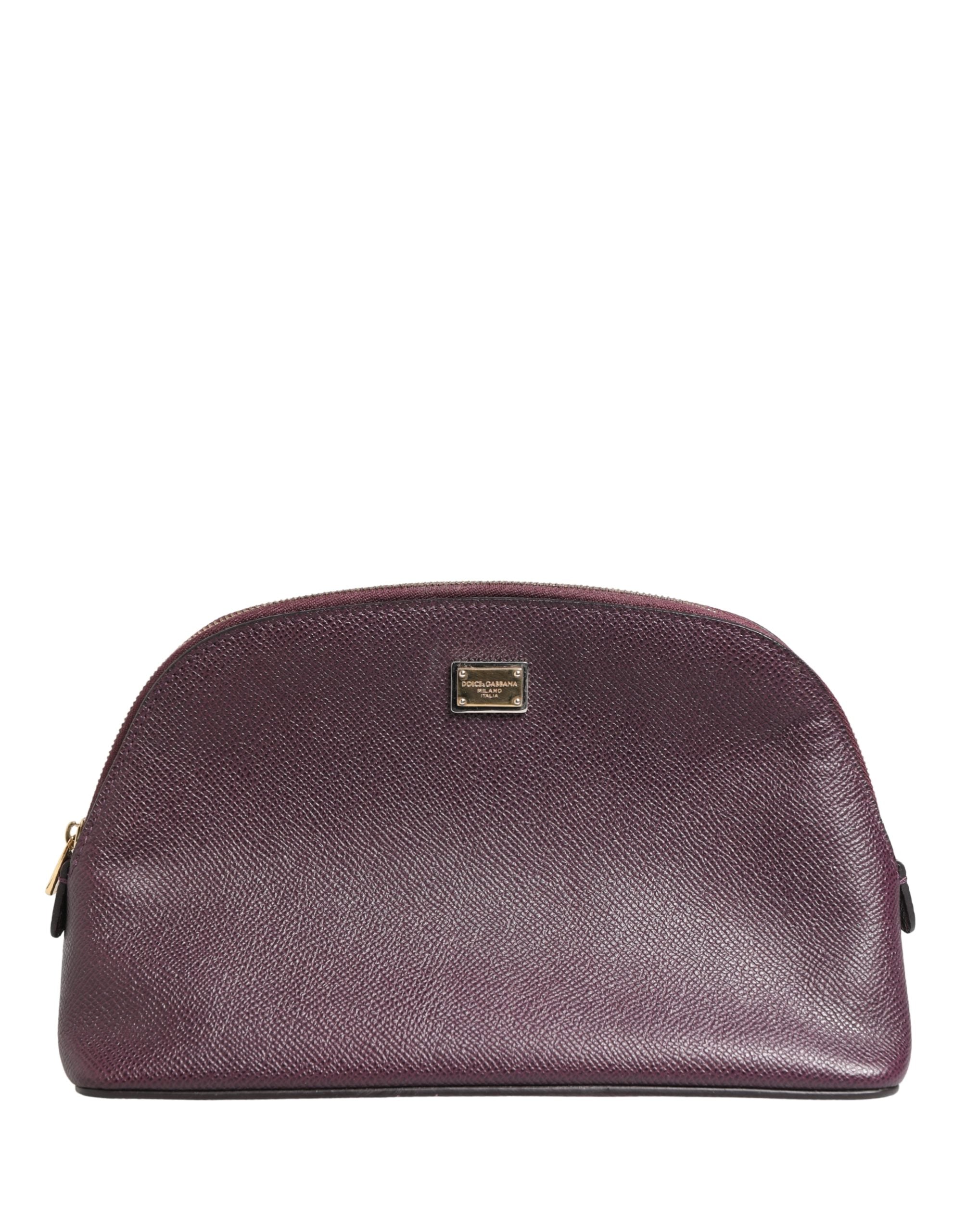 Dark Purple Leather DG Logo Zip Around Hand Purse Wallet - ventzia
