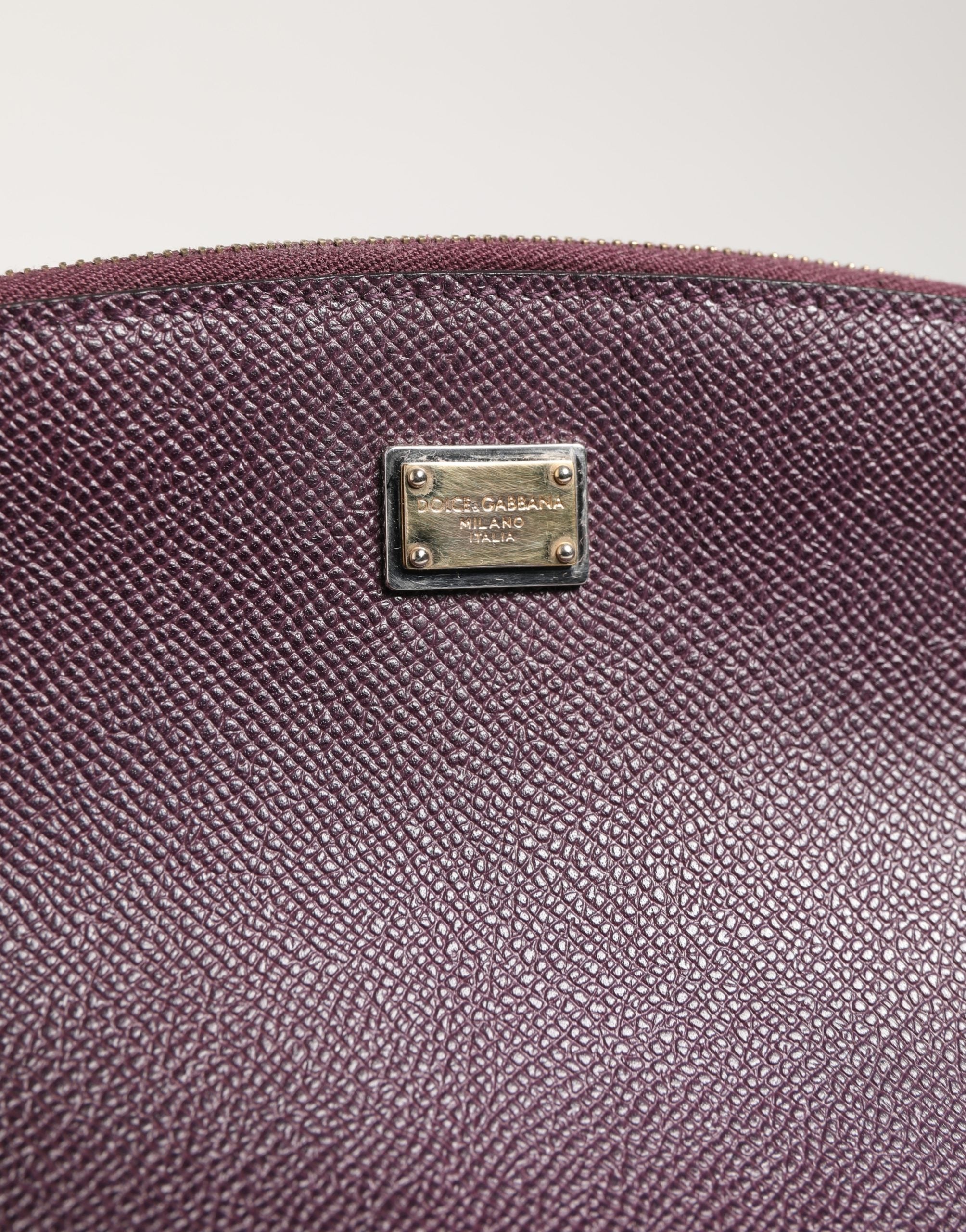 Dark Purple Leather DG Logo Zip Around Hand Purse Wallet - ventzia