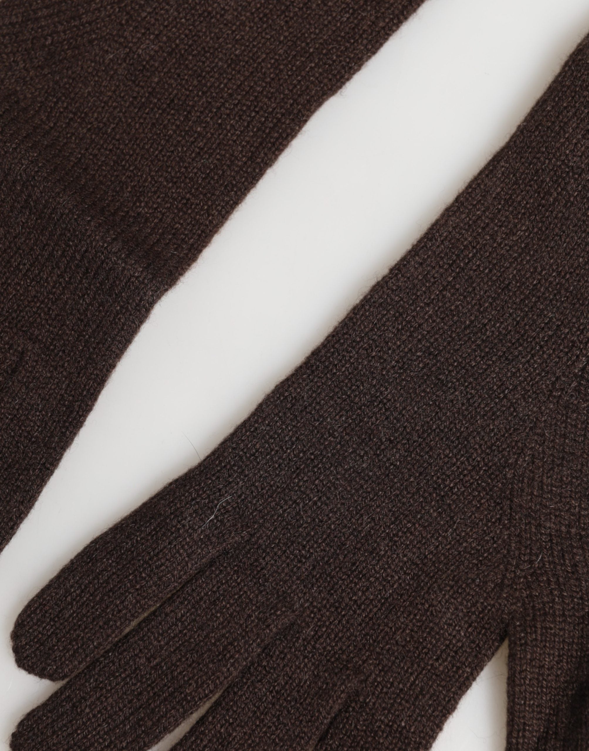 Brown Cashmere Knitted Elbow Length Mitten Gloves - ventzia