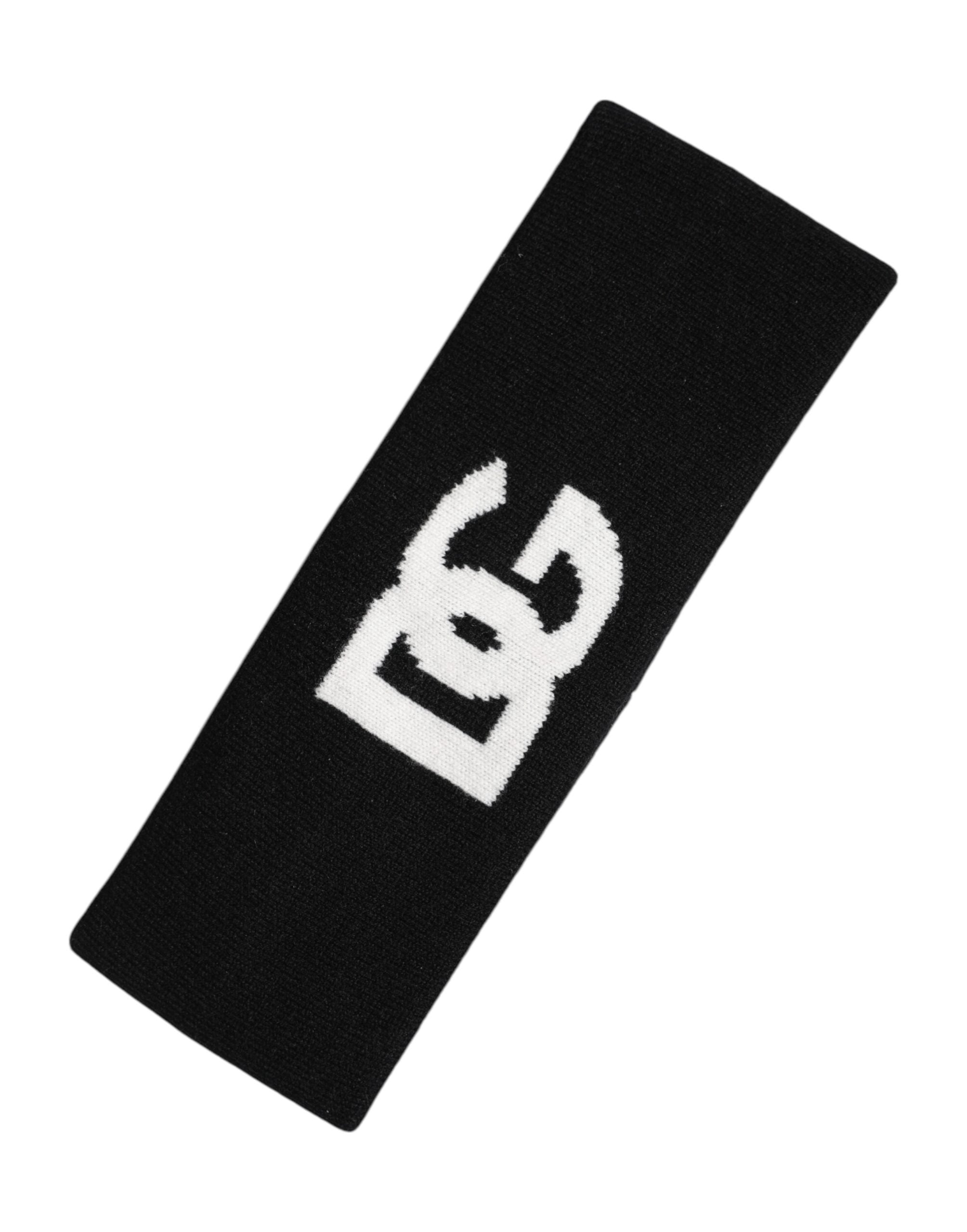 Men Black White Cashmere Logo Head Band Hat - ventzia
