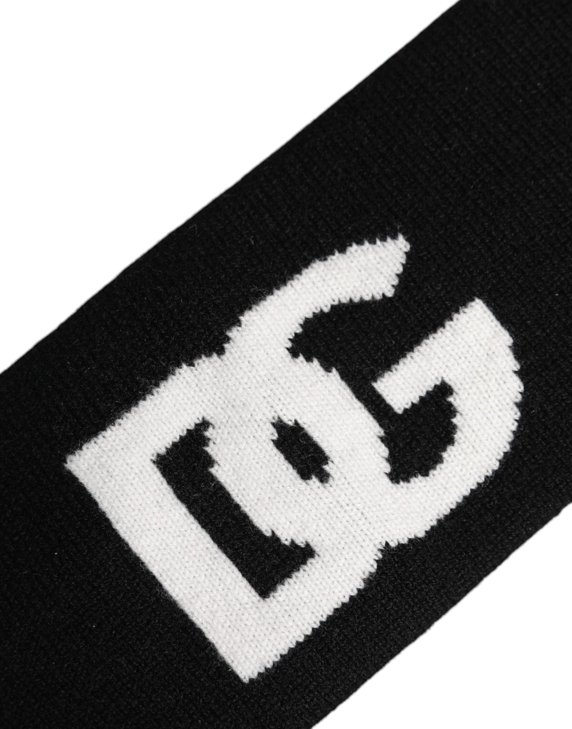 Men Black White Cashmere Logo Head Band Hat - ventzia
