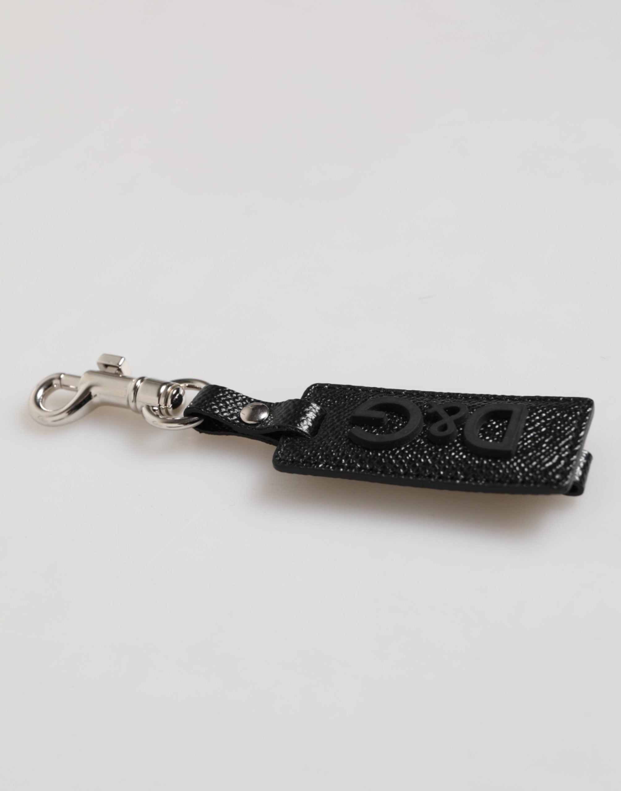 Black DG Logo Leather Silver Metal Keyring Men Keychain - ventzia