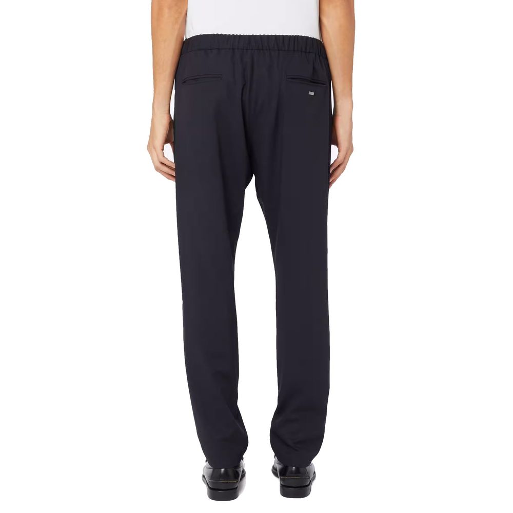 Blue Virgin Wool Casual Pants - ventzia