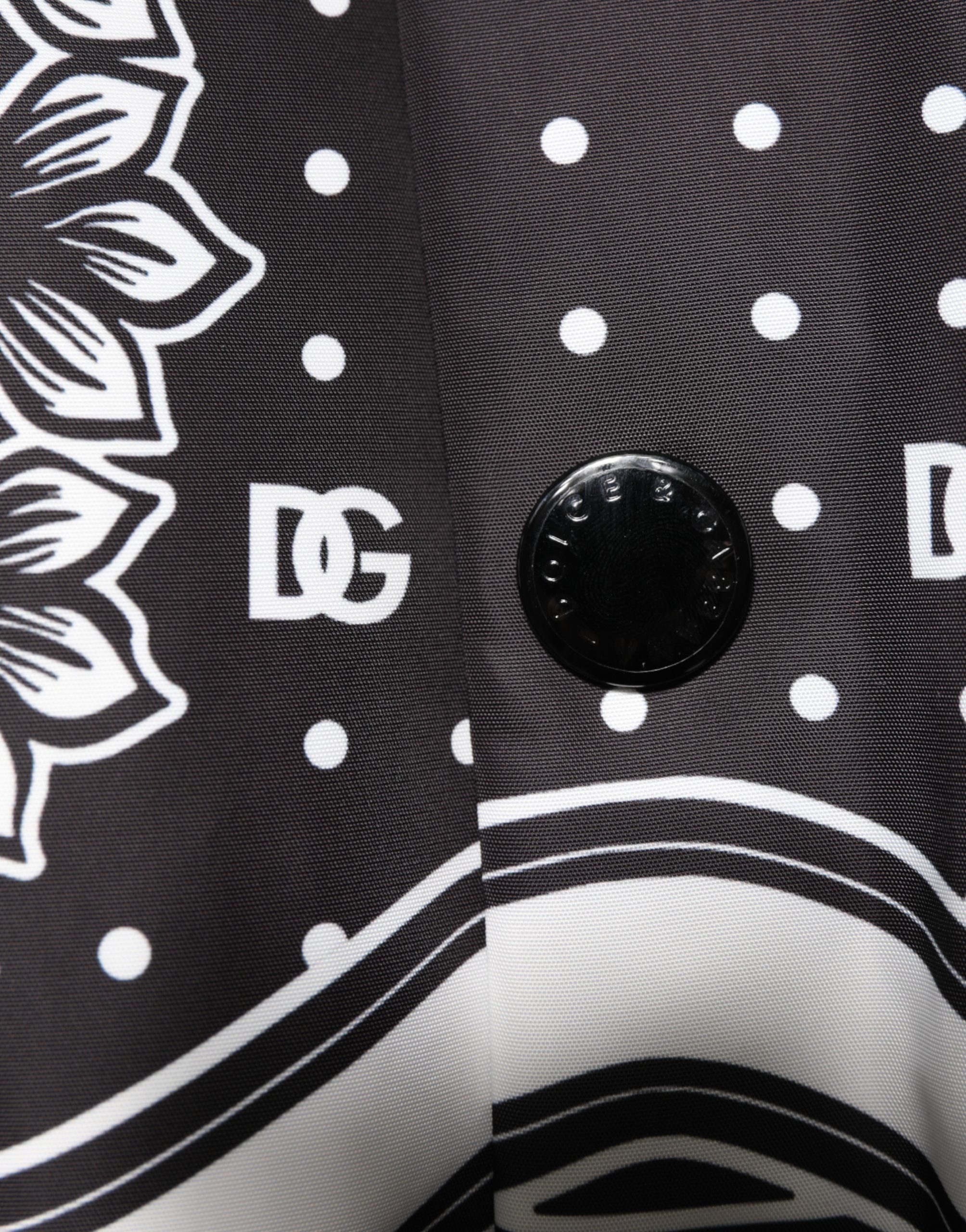 Black White BandanaPrint Men Bomber  Jacket - ventzia