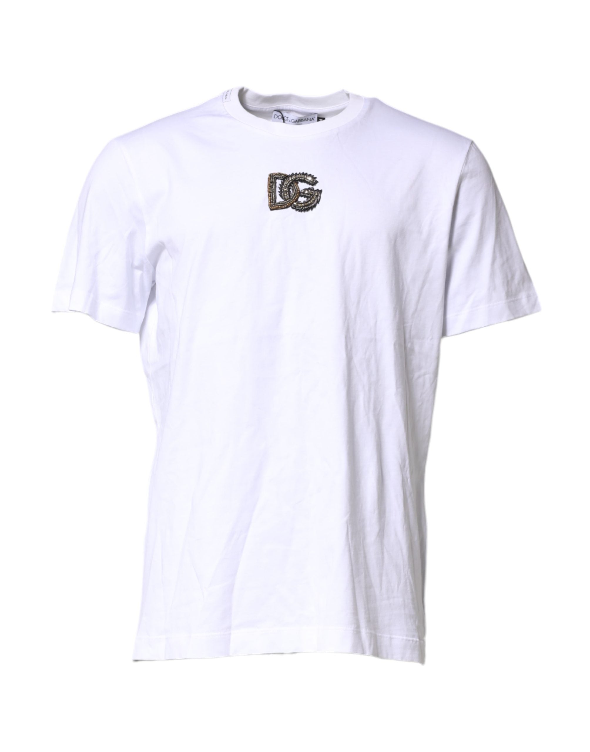 White Cotton DG Logo Embroidery Men  T-shirt - ventzia
