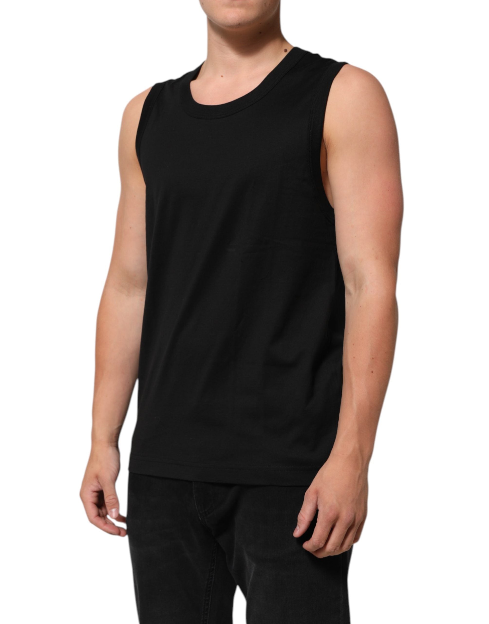 Black Cotton Sleeveless Men Tank Top T-shirt - ventzia