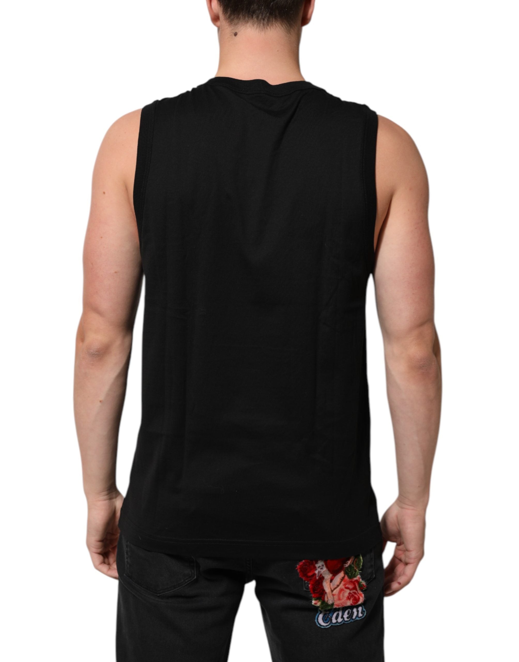 Black Cotton Sleeveless Men Tank Top T-shirt - ventzia