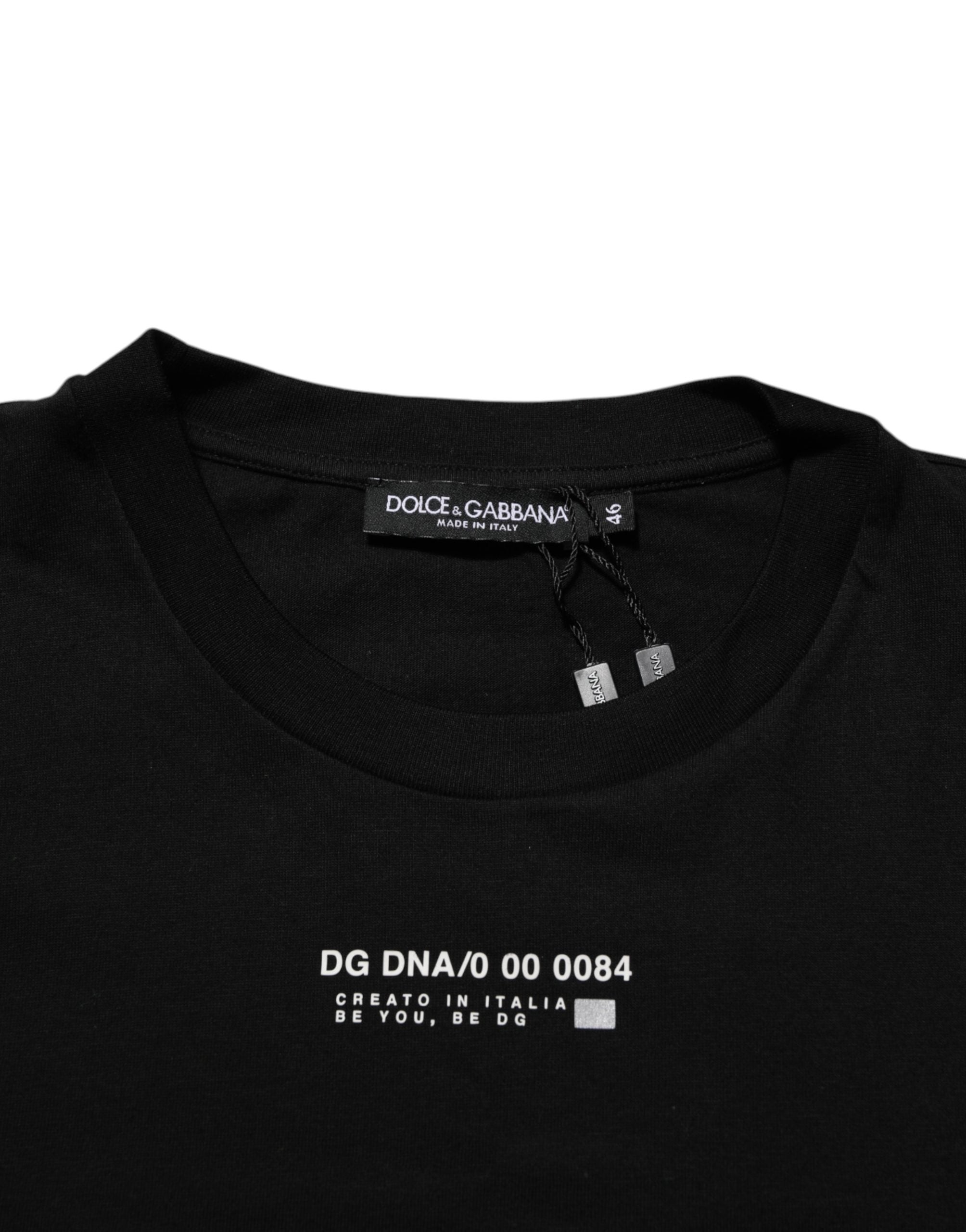 Black Statement Cotton Crew Neck Men T-shirt - ventzia