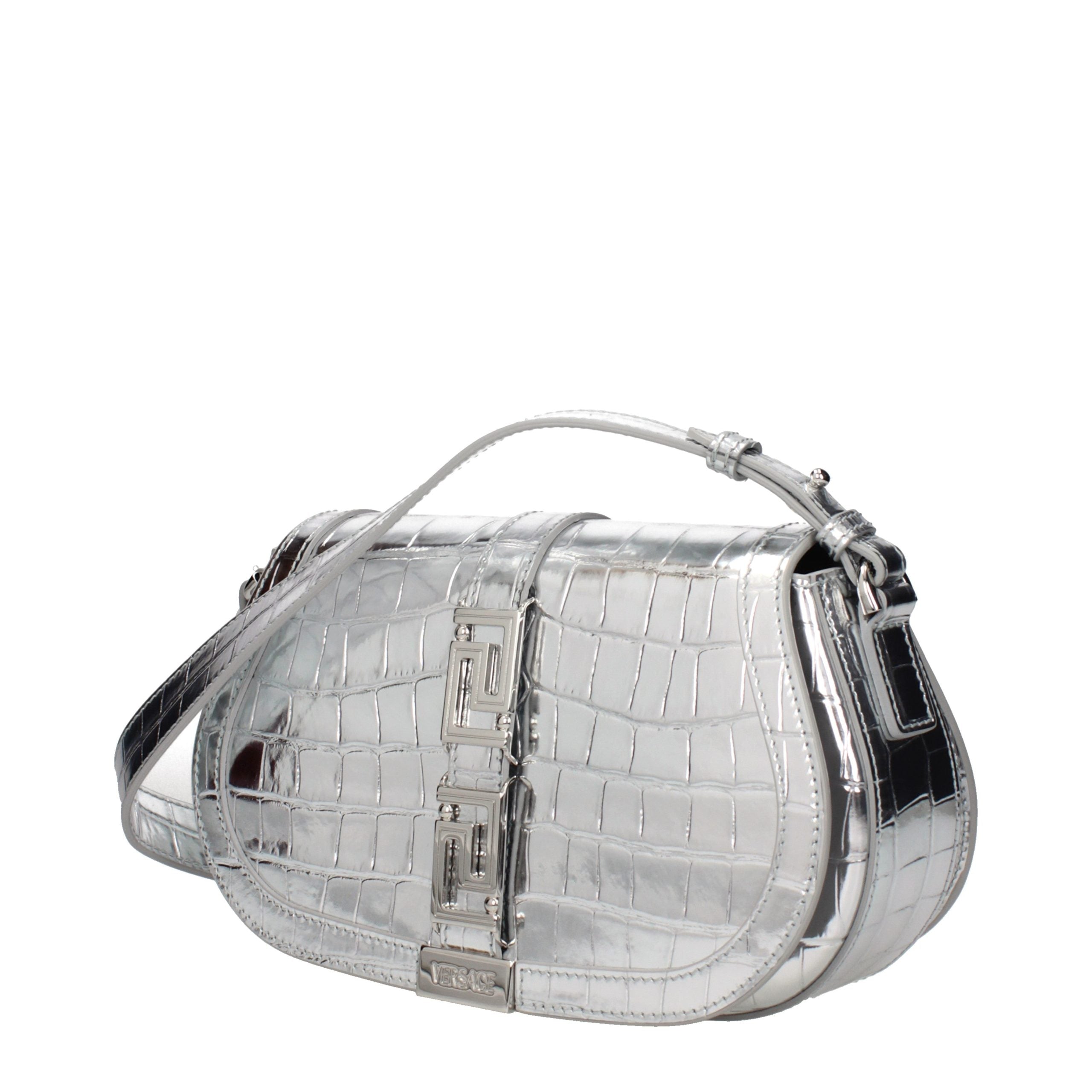 Gray Leather Shoulder Bag