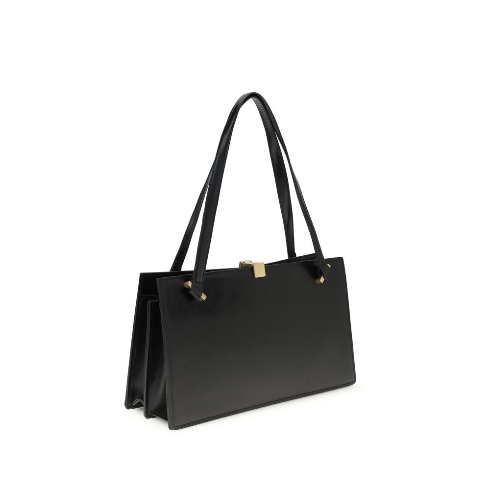 Black Calf Leather Bos Taurus Shoulder Bag - ventzia