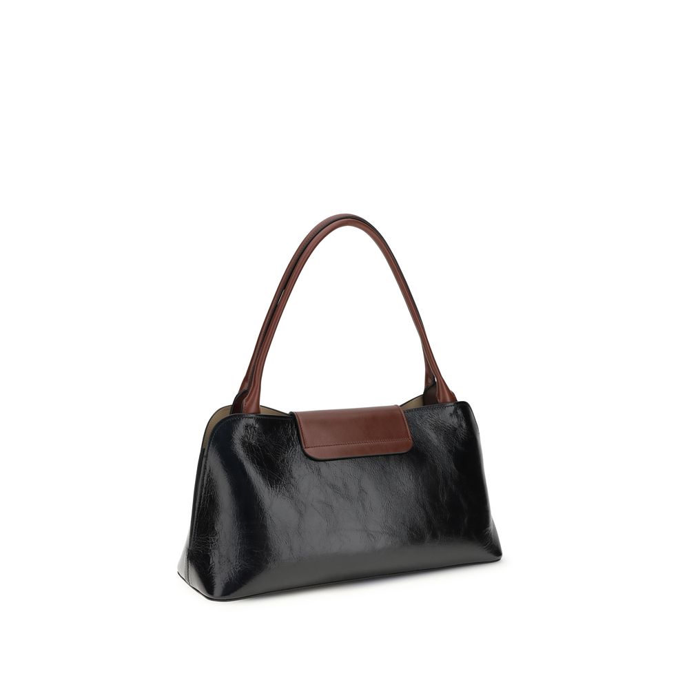 Black Calf Leather Bos Taurus Shoulder Bag - ventzia