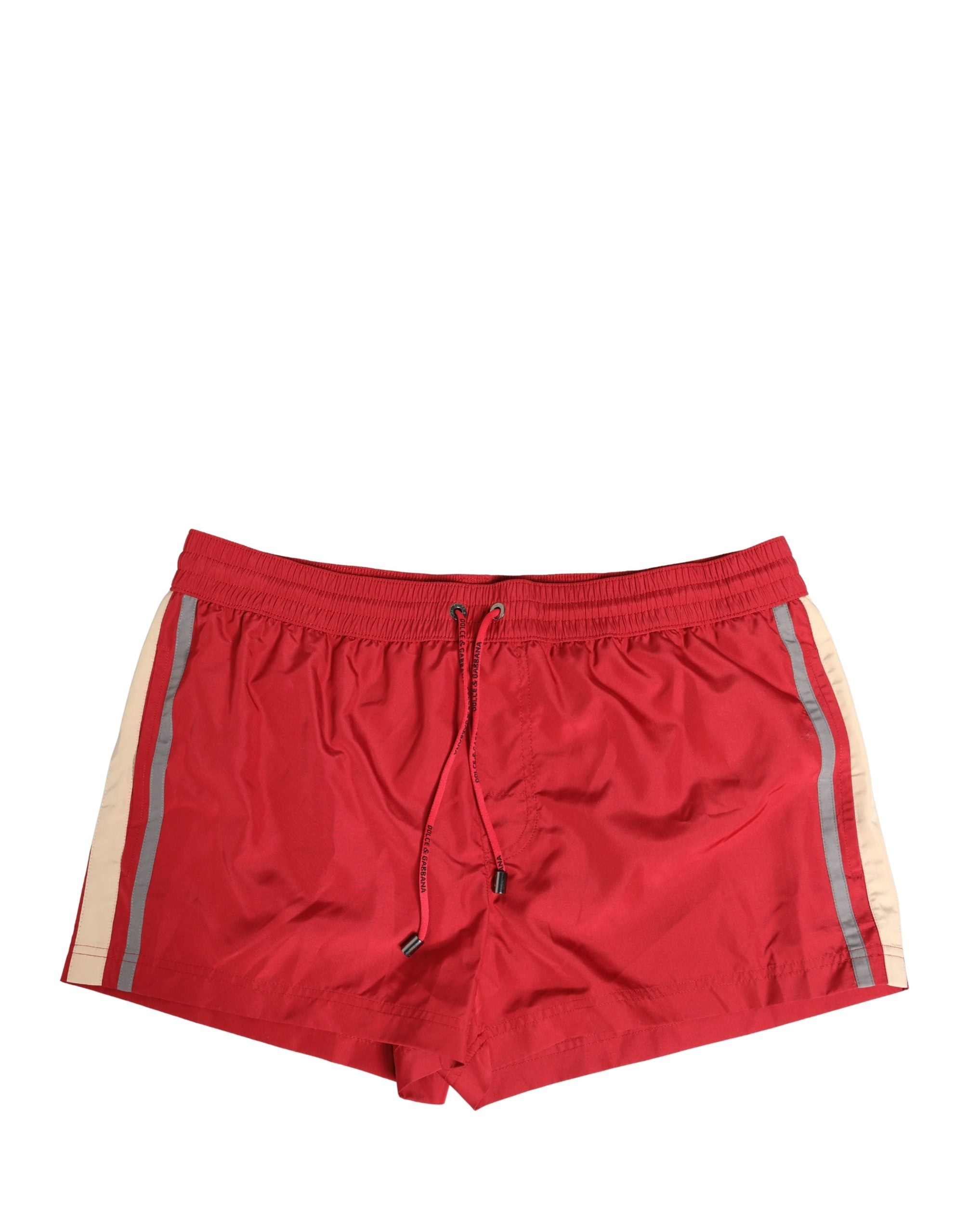 Red Polyester Men Drawstring Shorts Swimwear - ventzia