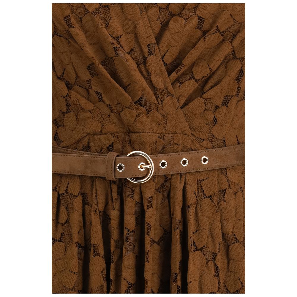 Brown Polyamide Cocktail Dress - ventzia