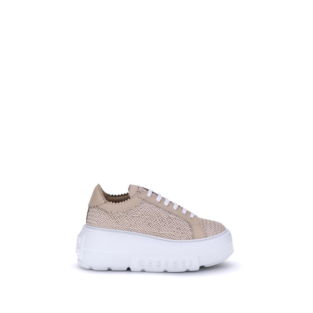 Beige Other Fibres Chunky Sneakers - ventzia