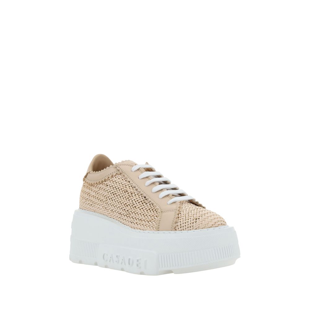 Beige Other Fibres Chunky Sneakers - ventzia