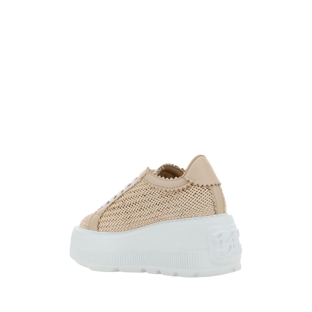 Beige Other Fibres Chunky Sneakers - ventzia