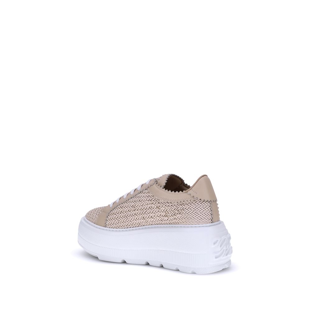 Beige Other Fibres Chunky Sneakers - ventzia