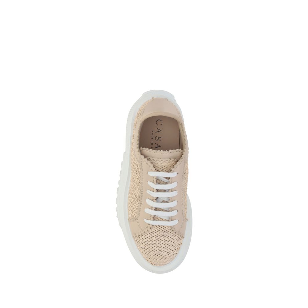 Beige Other Fibres Chunky Sneakers - ventzia