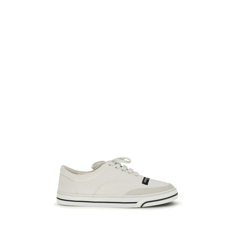 White Linen Low Top Sneakers - ventzia