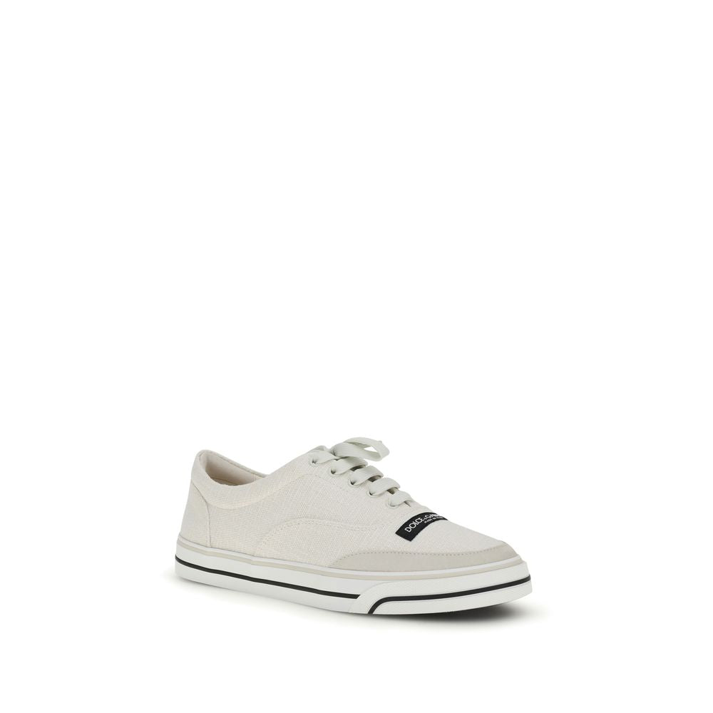 White Linen Low Top Sneakers - ventzia