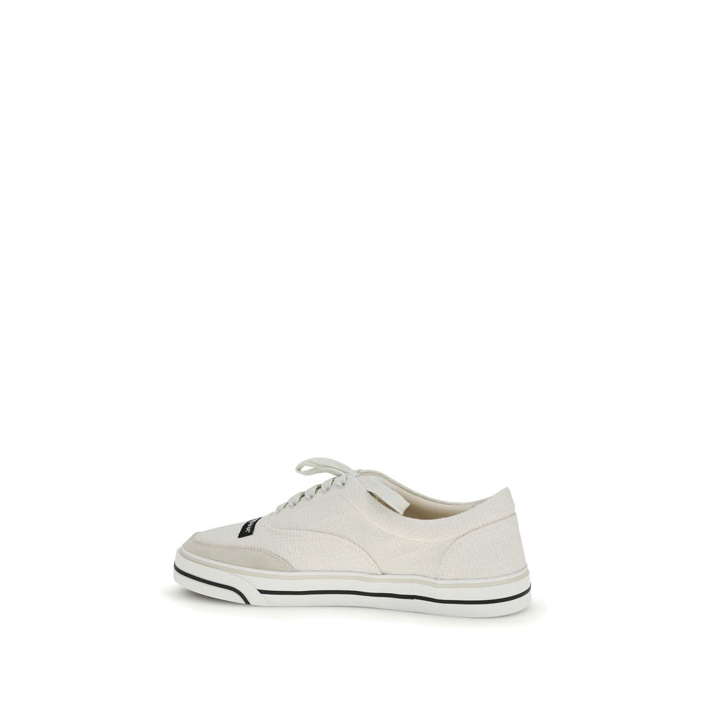 White Linen Low Top Sneakers - ventzia
