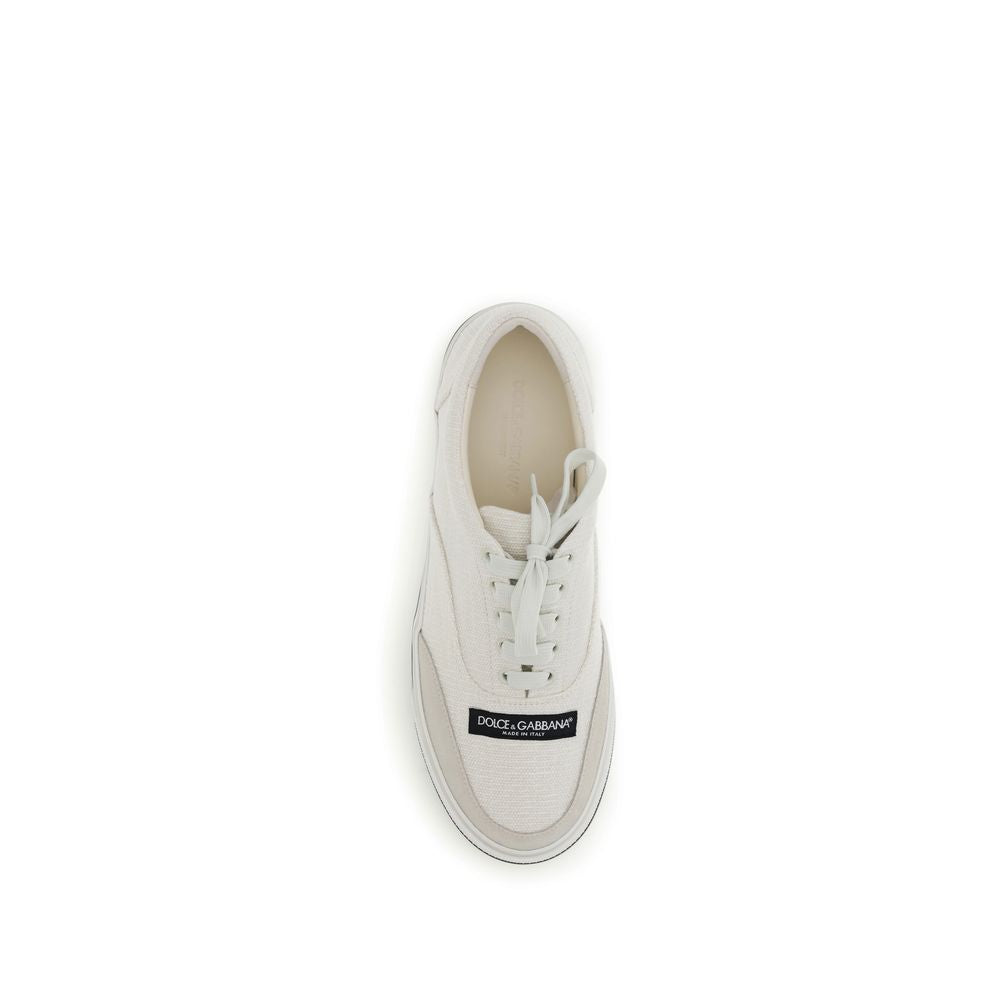 White Linen Low Top Sneakers - ventzia