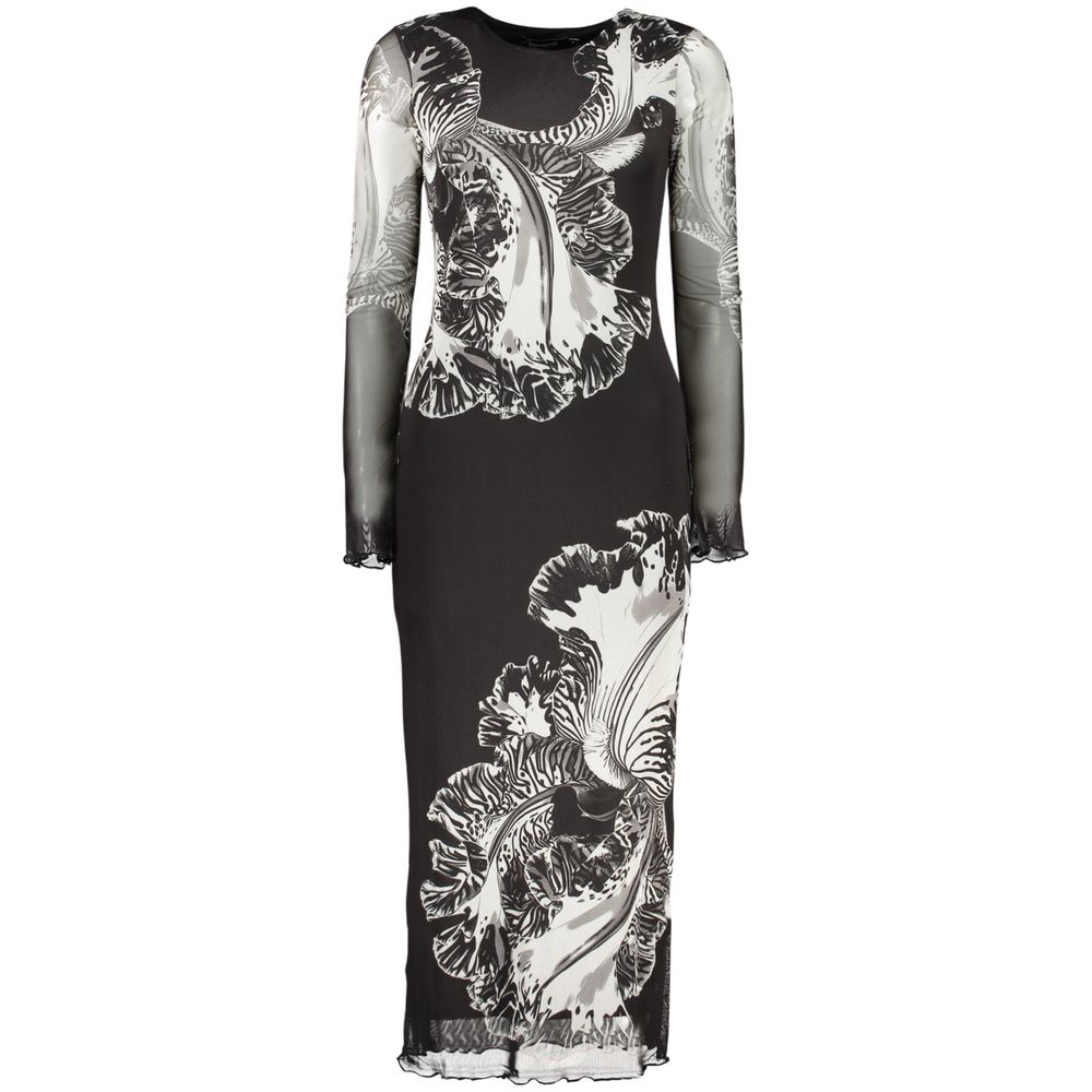 Black Polyester Casual Dress - ventzia