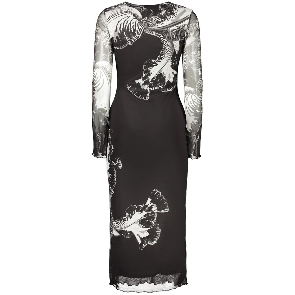 Black Polyester Casual Dress - ventzia