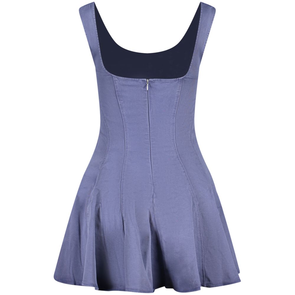 Blue Cotton Casual Dress - ventzia