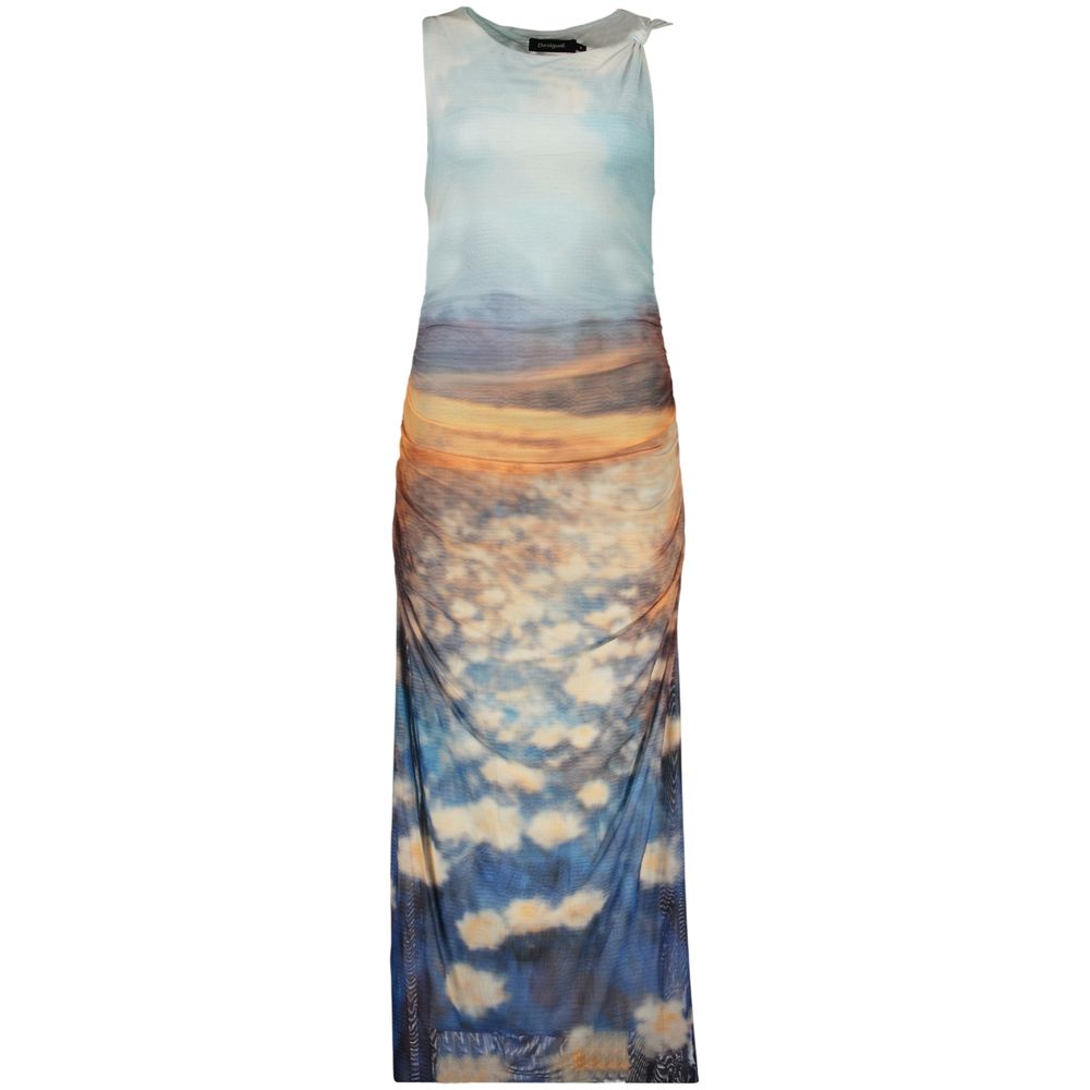 Blue Polyester Casual Dress - ventzia