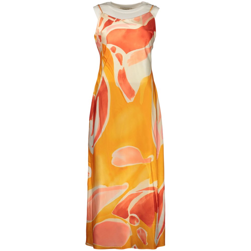 Orange Polyester Casual Dress - ventzia