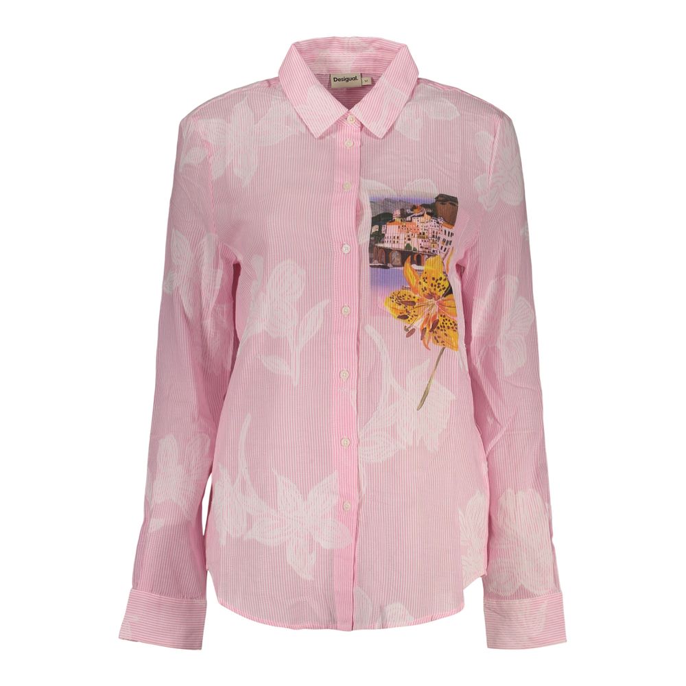 Pink Cotton Women Shirt - ventzia