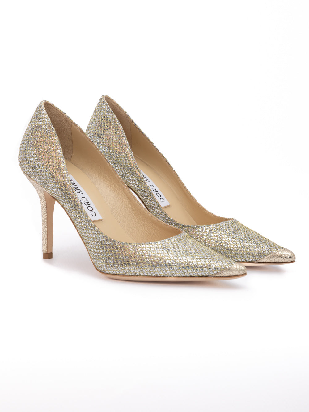 Gold Glitter Fabric Agnes Pumps - ventzia