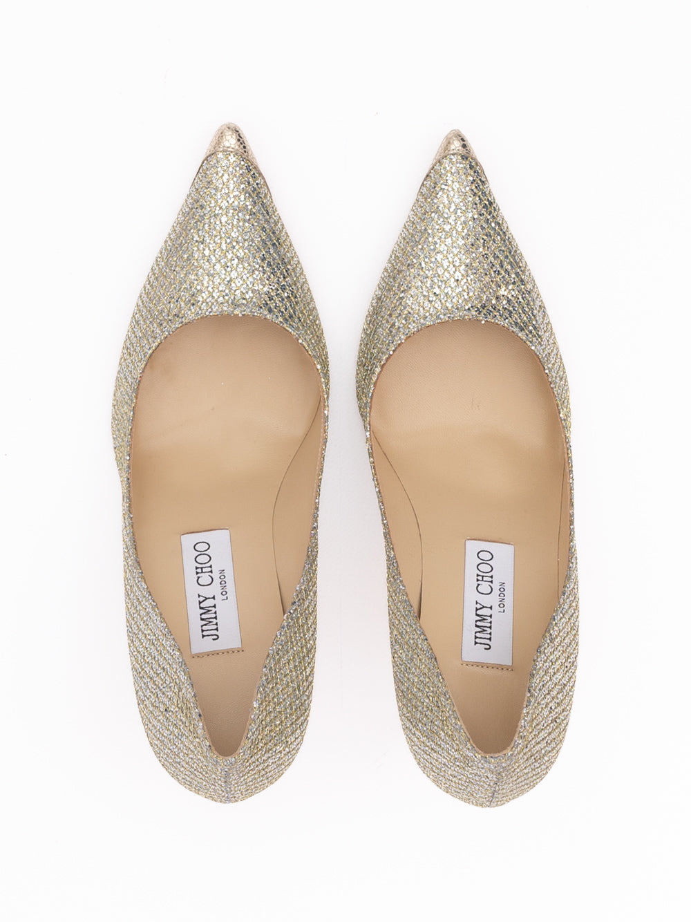 Gold Glitter Fabric Agnes Pumps - ventzia